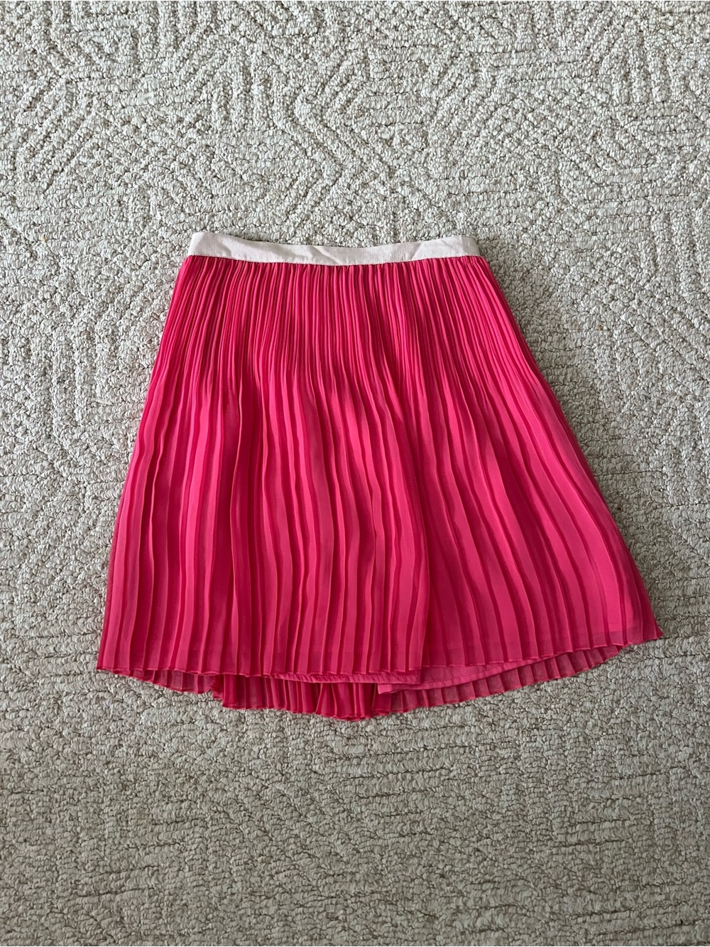 Trouve Hot Pink Pleated Skirt with White Waistband